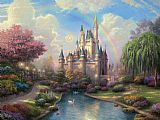 Thomas Kinkade Famous Paintings - a new day at the Cinderella's castle